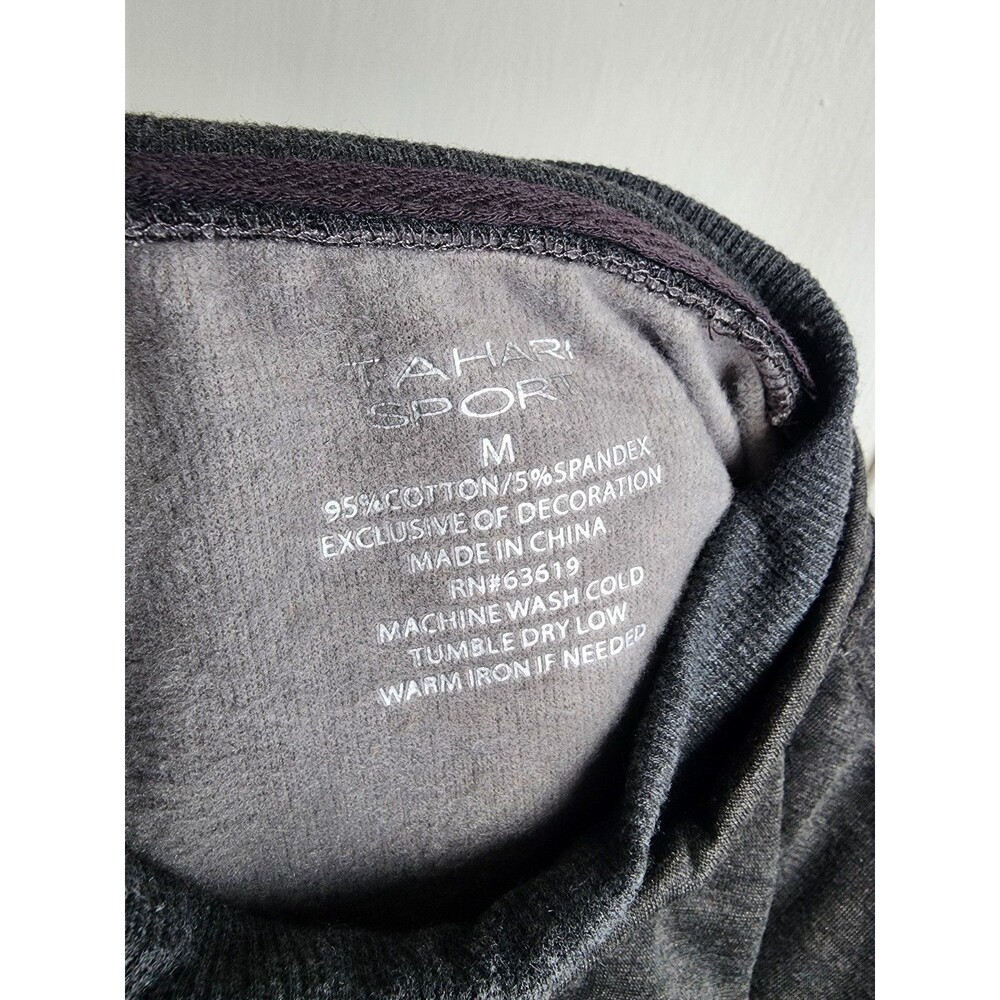 Tahari Sport Charcoal Gray Sweatshirt – Asymmetrical Style & Thumb Holes - M - Picture 3 of 5